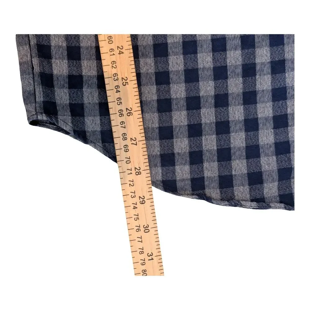 J.Crew Men's Large Tall LT Blue Gingham Plaid Cotton Button Down Shirt Preppy